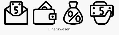 Icon Set Finanzwesen in Konturdarstellung