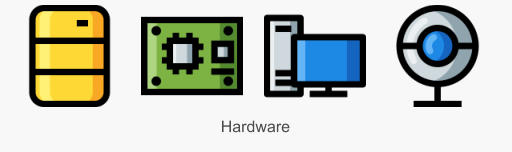 Icon Set Hardware in Konturdarstellung mit Füllung