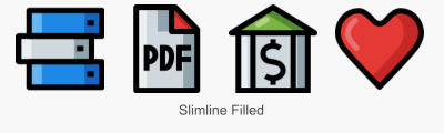 Icon Sets im Grafikstil Slimline Filled