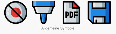 Icon Set Allgemeine Symbole in Konturdarstellung mit Füllung