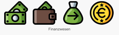 Icon Set Finanzwesen in Konturdarstellung mit Füllung