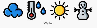 Icon Set Wetter in Konturdarstellung mit Füllung