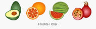 Icon Set Früchte / Obst im klassischen Grafikstil